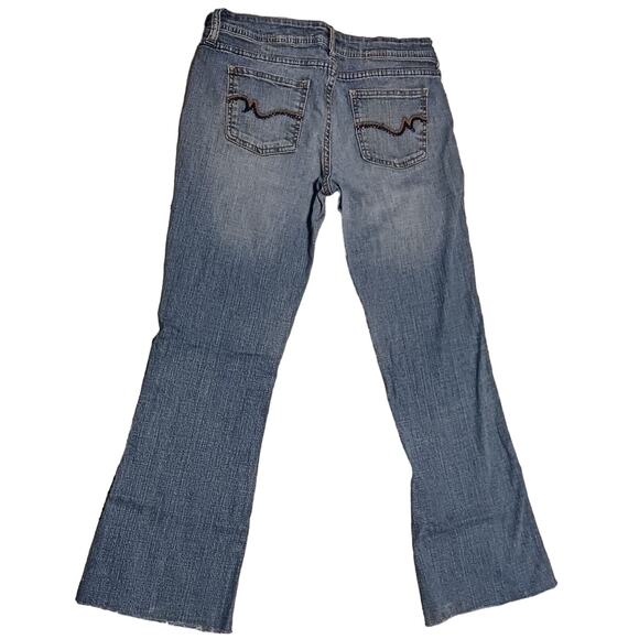 Women Flare Jeans Size 11 Mid Rise Stretch Denim 31"x28.5" SO Wear It Declare it - Picture 2 of 10